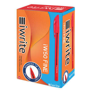 IWRITE BALLPOINT PEN FINE RED 50's