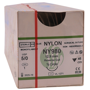 SUT NYLON 5/0 12.9MM RC 45CM NY980 12~