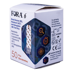 FORA 6 3-IN-1 STRIPS 50 GLUC/HEMAT/HEMO