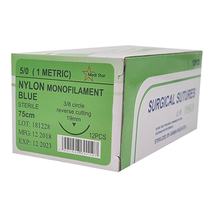 SUT NYLON 5/0 MEDISTAR 20MM RC 75CM 12~