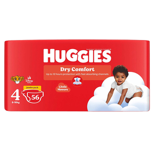 HUGGIES DRY COMFORT NO4 JUMBO 56 8-16KG