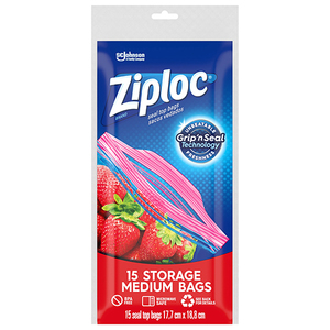 ZIPLOC POUCH STORAGE BAGS - QUART 15 BAG