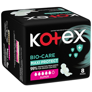 KOTEX BIO-CARE MAXI PROTECT PADS SUPER 8