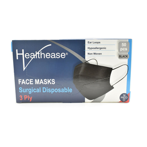 MASK SURGICAL 3PLY LOOP BLACK H/EASE 50~