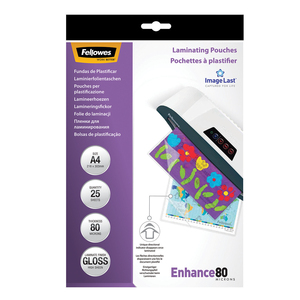LAMINATING POUCH FELLOWES A4 80MIC 25~