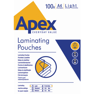 LAMINATING POUCH FELLOWES A4 75MIC 100~