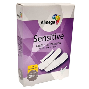 PLASTERS ASSORTED SENSITIVE ALMEGA 20`s