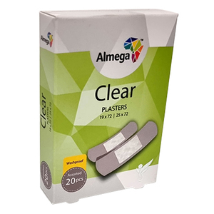 PLASTERS ASSORTED CLEAR ALMEGA 20`s