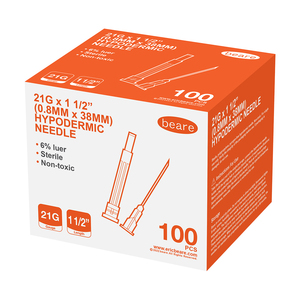 NEEDL HYPODERMIC 21GX38MM BEARE 100~