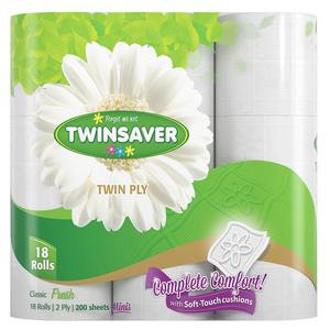 TOILET PAPER TWINSAVER 2PLY MINI WHT 18