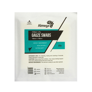 GAUZE 100X100MMX4PLY STERILE ALMEGA 5`s