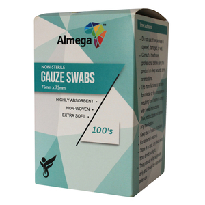 GAUZE 75X75MMX4PLY NWOV NS ALMEGA 100~