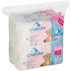 CHERUBS SENS WIPES 6X64 FRAGRANCE FREE