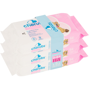 CHERUBS SENSITIVE WIPES 3X64 FRAGRA FREE