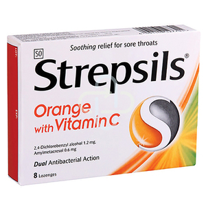 STREPSILS ORANGE-C 8 LOZENGES BOX