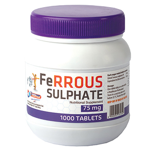 FERROUS SULPH  75MG 1000 TABS PHARMAC