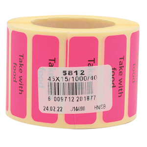 LABEL -TAKE WITH FOOD- DAYGLO 1000