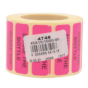 LABEL -SHAKE BOTTLE- DAYGLO 1000