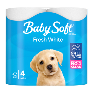 TOILET PAPER BABY SOFT 2 PLY WHT 4