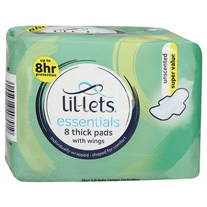 LIL-LETS ESSENTIALS PADS UNSCENTED 8