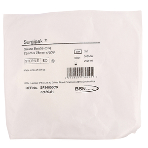 GAUZE 75X75X8PLY STE SURGIPAK 5'S 1