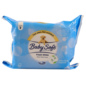 BABY SOFT MOIST TOILET TISS FRS WHITE 84