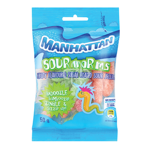 MANHATTAN CANDY MINI SOUR WORMS 50G