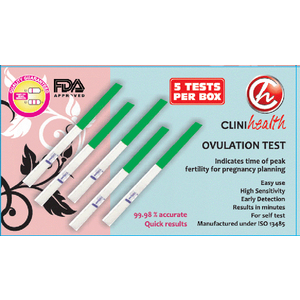 OVULATION TEST CLINIHEALTH 5 TEST BOX~