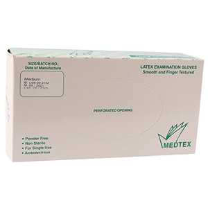 GLOVE EXAM LATEX PF MED MEDTEX 100~