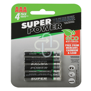 SUPER POWER ALKALINE BATTERIES AAA 4