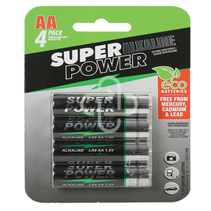 SUPER POWER ALKALINE BATTERIES AA 4