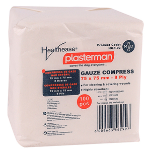 GAUZE 75X75X8PLY N/S HEALTHEASE 100s