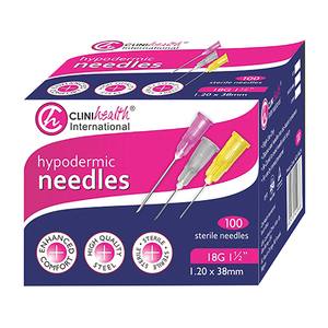 NEEDLE 18GX38MM CLINIHEALTH PINK 100~