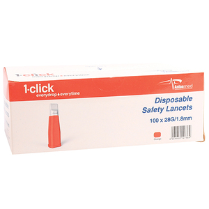 LANCET SAFETY 28GX1.8MM 1-CLICK 100~