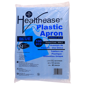 APRON PLASTIC BLUE HEALTHEASE 100's