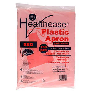 APRON PLASTIC RED HEALTHEASE 100's