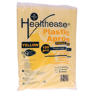 APRON PLASTIC YELLOW HEALTHEASE 100's