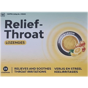 RELIEF THROAT LOZENGES HONEY & LEMON 24
