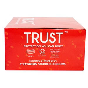 CONDOM TRUST STUDDED STRAWBERRY 3s x24~