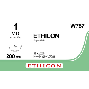 SUT ETHIC ETHILON 1 BLK 200CM 1/2 W757