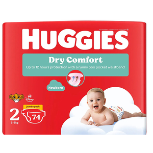 HUGGIES DRY COMFORT NO 2 JUMBO 74 3-6 KG