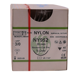 SUT ETH NYL 3/0 20MM RC 45CM NY952 12