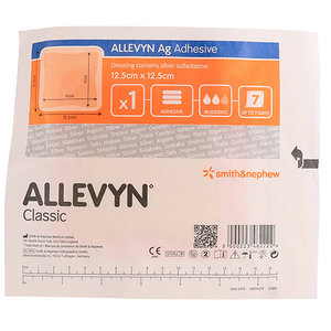 ALLEVYN SILVER ADHESIVE 12.5X12.5CM   1