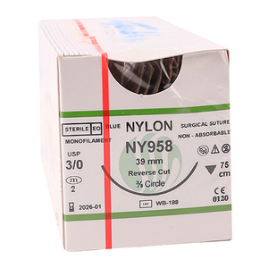 SUT ETH NYL 3/0 RC 3/8 75CM NY958 12~