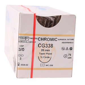 SUT CHROMIC 3/0 20MM TAPER 75CM CG338 12
