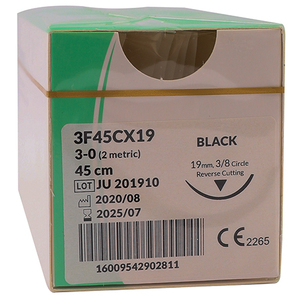 SUT TRULON NYLON 3/0 45CM RC3/8 19MM 12~