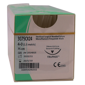 SUT TRULON NYLON 4/0 24MM RC 75CM 12~