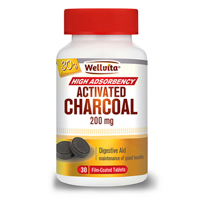 ACTIVATED CHARCOAL 200MG 30 TABS WELLVIT