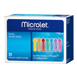 LANCET 28G MICROLET COLOURED 8X25~