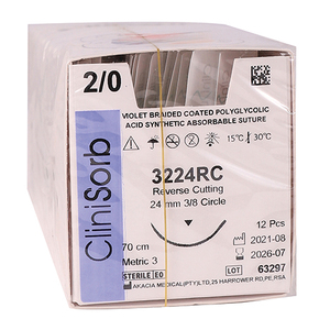 SUT PGA 2/0 CLINISORB 24MM RC 70CM 12~